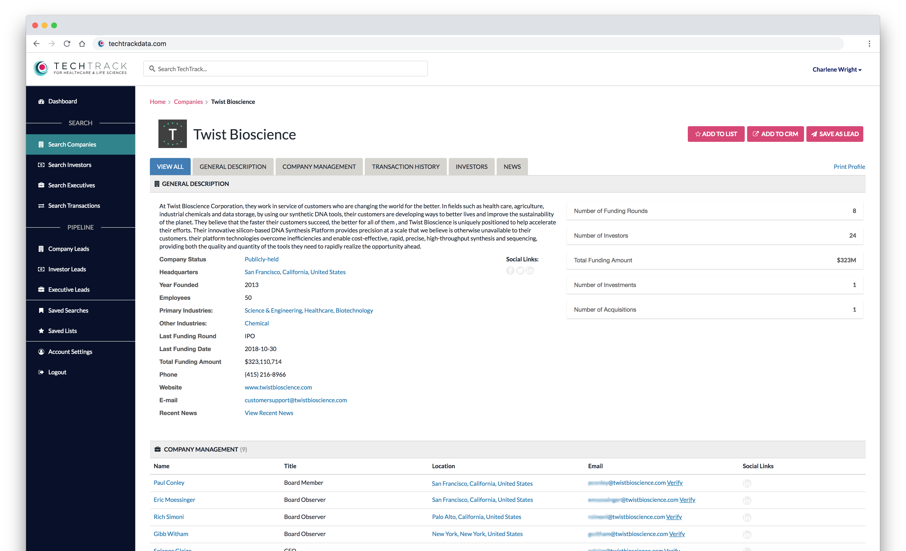 Healthcare - Twist Bioscicence Screenshot